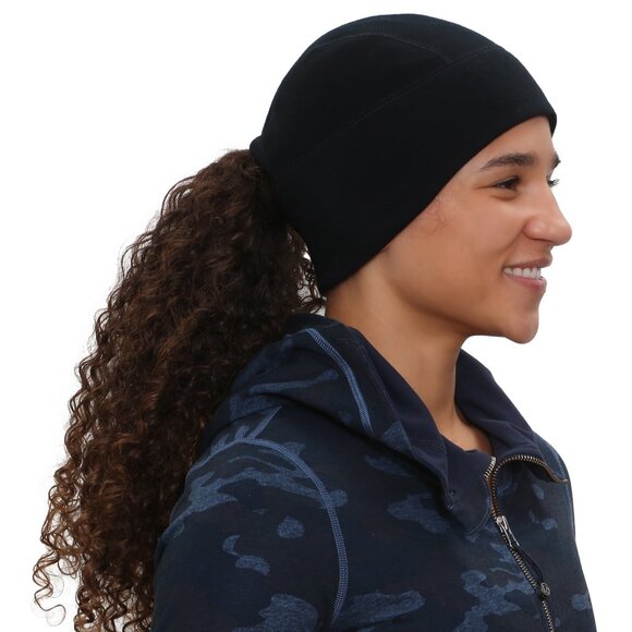 Merino Wool Ponytail Beanie for Running Hiking Winter Warmth main image 4